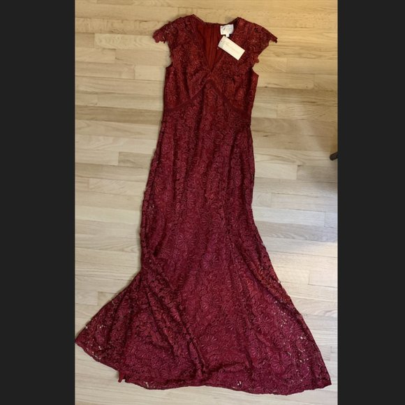 Shoshanna Midlight Red Lace Gown Sz 2 - Picture 3 of 3